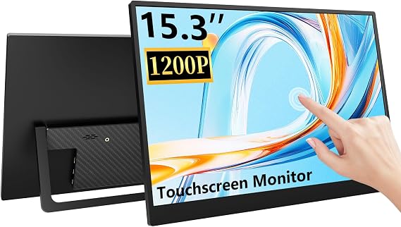 Portable Touchscreen Monitor 15.3 Inch, 1920x1200 FHD External Second Screen, USB C HDMI Plug & Play Travel Display for Laptop, PS5, Xbox, Smartphone Gaming