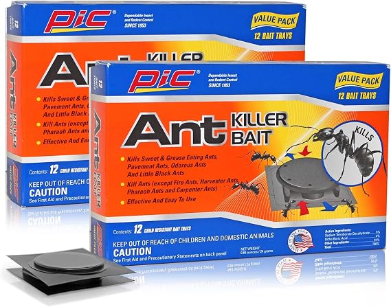 PIC Plastic Ant Control Bait Stations, Kills Ant Colonies Effectively, 2 Pack (24 Traps Total)