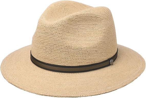 Borsalino Packable Crochet Straw Hat Women/Men - Made in Italy
