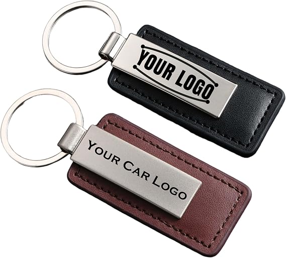 Personalized Keychains | Engraved Metal & Leather Keychain | Custom Key Chain for Car Keys | Father's Day Gift