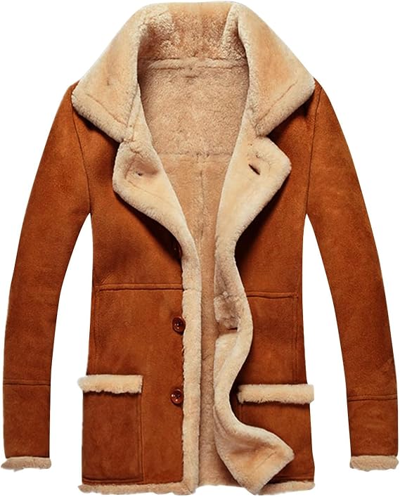 Men's Coats Trench Coat Sherpa Shearling Jacket Faux Fur Fleece Peacoat Thicken Warm Casual Overcoat with Pockets