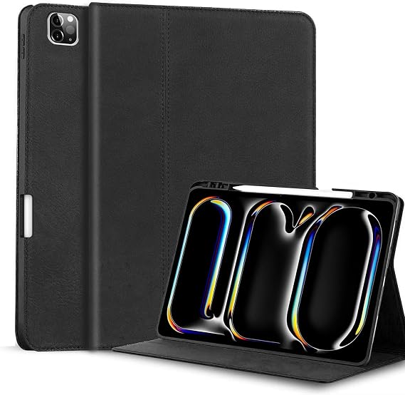 Gexmil Leather Case for iPad Pro 13 Inch M5/M4 2025/2024,Matte Black