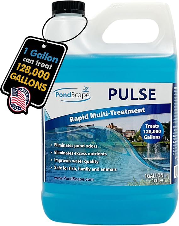 PondScape Pulse Supercharged Liquid Treatment Removes Pond Odor, Excess Nutrients, and Improves Water Quality Clarifier for Koi Ponds & Water Gardens - 1 Gallon