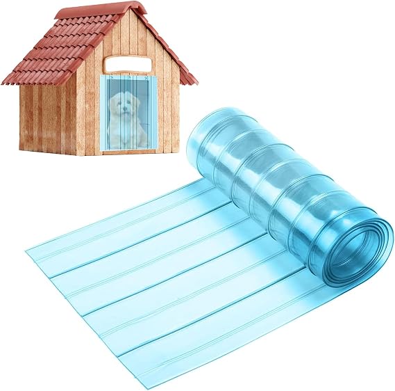 Dog Door Replacement Flaps, 330CM Cat Dog Door Flap Plastic Vinyl Dogs Doors Strips Transparent Puppy House Doors Flap for DIY Doghouse or Catdoor (Blue)