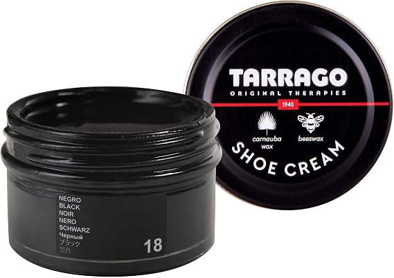 Tarrago Shoe Cream Professional Shoe Polish for Leather Boots, Shoes, Purse, Furniture Eco Friendly Leather Conditioner 1.7oz - Black #18