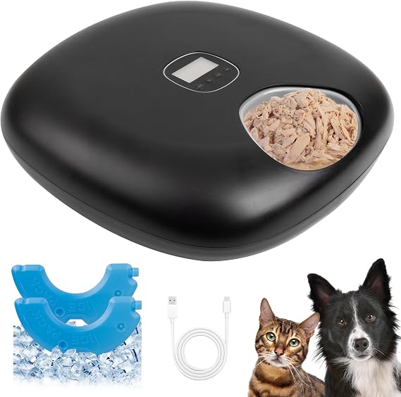 Pet Prime Automatic Cat Food Feeder, Pet Feeder with Digital Timer and Two Ice Packs, 6 Meal Food Dispenser, up to 300g in Each Automatic Cat Feeder for Wet Food