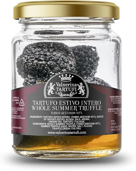 Valnerina Tartufi Whole Truffle Black Summer | Natural, Artisanal and Italian Truffles stored in his own Juice | Jar 50 gr.