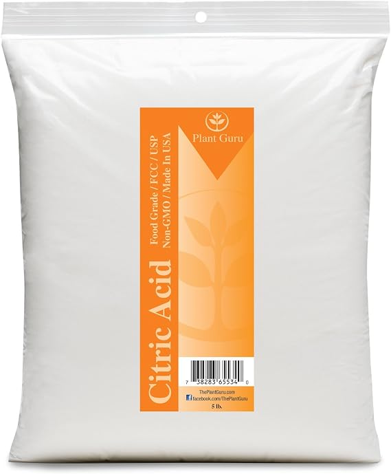 Citric Acid Powder 5 lbs. Bulk 100% Pure Food Grade, Kosher, Non-GMO, for Cooking, Baking, Cleaning, Bath Bomb and Soap Making.