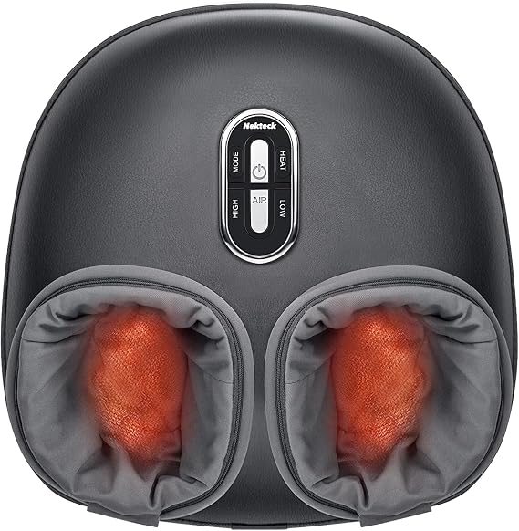 Nekteck Shiatsu Foot Massager with Heat & Air Compression Deep Kneading | 2026 Upgraded Feet Massager, 3 Modes Massage Improve Blood Circulation Foot Wellness Plantar Fasciitis, Fits Size to US 13