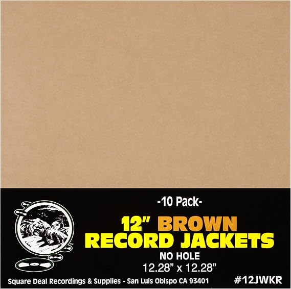 (10) 12" Record Jackets Without Center Hole - Kraft Brown #12JWKR