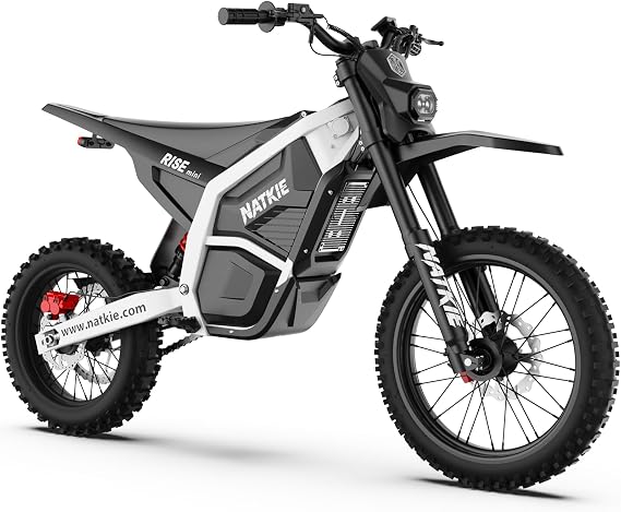 natkie Electric Dirt Bike for Adults Teens, 52Mph Max Speed 5700 Peak Watts Mid-Drive Motor, 60V30Ah Battery with 62 Miles Max Range, 17''/14'' Off-Road Tires, Hydraulic Brakes&Dual Shock Absorption