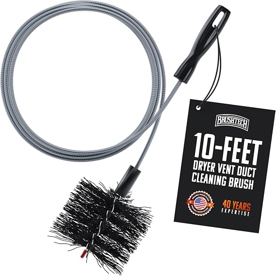 BRUSHTECH 10-Foot Dryer Vent Cleaning Brush - Ergonomic Handle (Black)