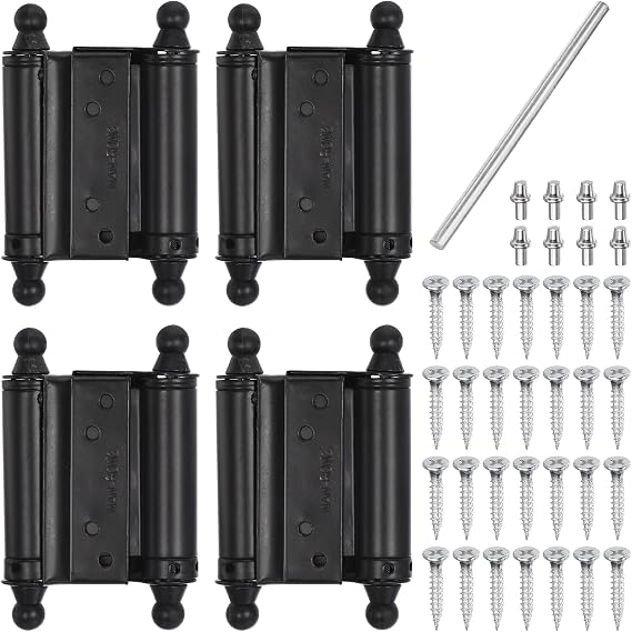 uxcell Spring Hinges, 4Pcs 3" - Double Action Self-Closing Door Hinge, Adjustable Rebound Buffer Hardware with Screws, for Swinging Doors Cafe Saloon Doors