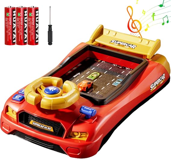 Racing Adventure Car Steering Wheel with 12 Music, Toddler Simulated Driving Racing Car Game with Reality Sound, Musical Steering Wheel Toys for Boys Girls Over 3 Years