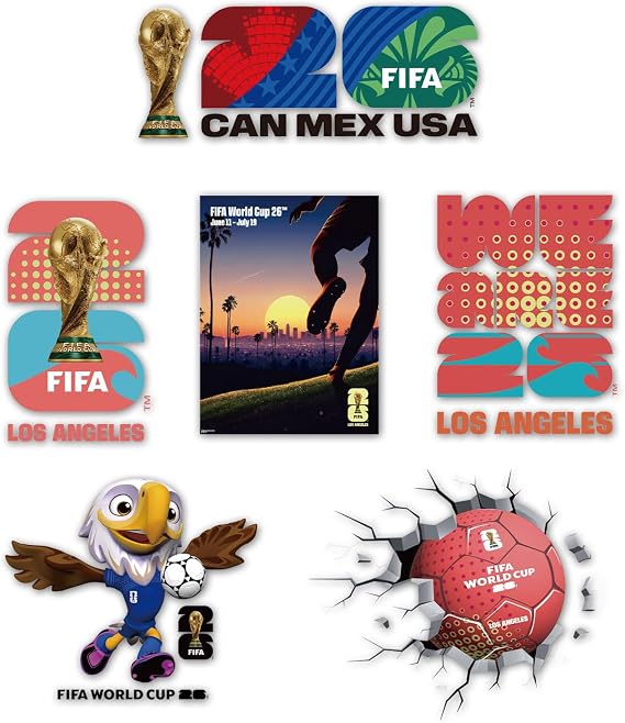 FIFA World Cup 26 Car Stickers, 6 PCS Vinyl Waterproof Decals