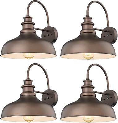 Bestshared 11.5Dusk to Dawn Sensor Farmhouse Barn Light, Outdoor Wall Sconce, Outdoor Wall Lantern for Porch, Exterior Light Fixtures Porch Lights OrbWhite, 4 Pack