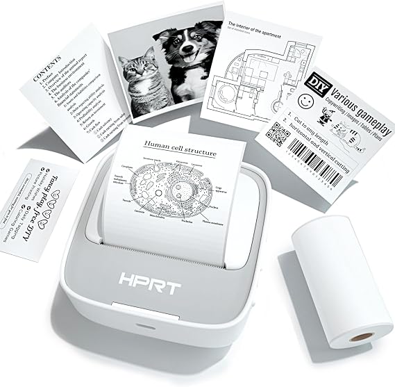 HPRT Mini Printer Sticker Maker, Bluetooth Portable Thermal Printer