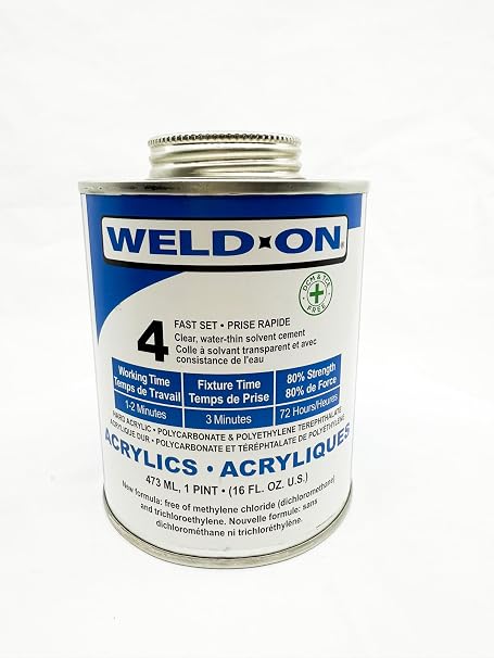 Weld-On #4 Acrylic Cement, Low-VOC Non-Chlorinated Formula, Quart (Pack of 3)