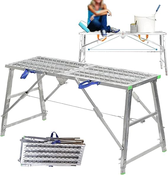 Multi Purpose Folding Work Platform Tower Ladder Stool (180cm) Ideal for Scaffolding Jobs and Work Platform Use