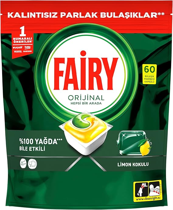 Fairy Hepsi Bir Arada Bulaşık Makinesi Deterjanı Kapsülü/Tableti 60 Yıkama Limon Kokulu