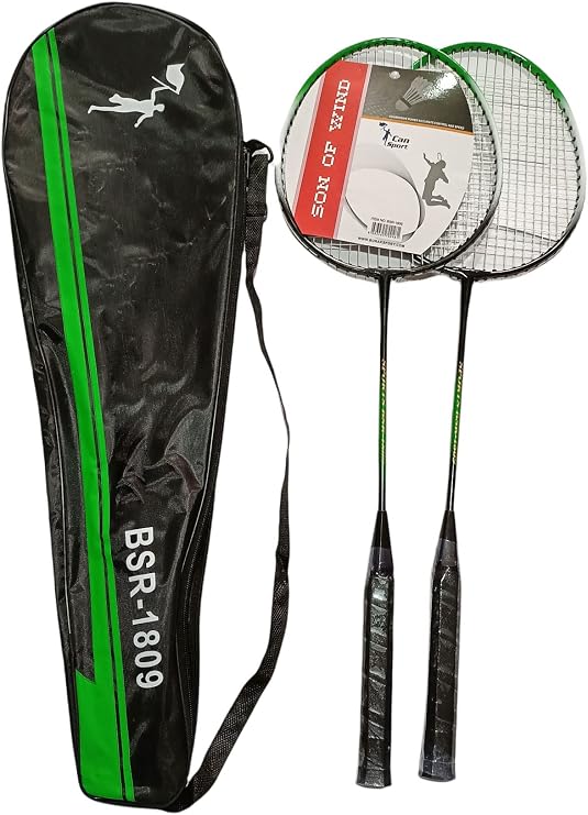 Avessa Badminton Raket Set Çiftli-Tek Parça Çantalı Yeşil