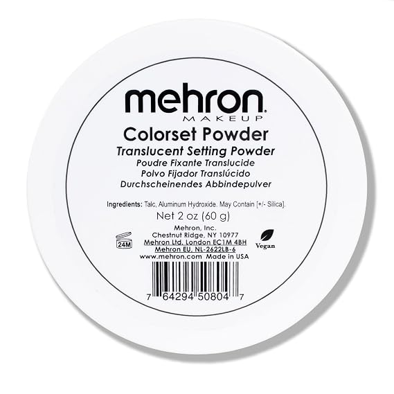 Mehron Makeup Colorset Powder, 2 oz Translucent Setting Powder | Professional Loose Setting Powder for Cosplay, Face & Body Paint, and Cream Makeup. Vegan, Cruelty Free, Made in the USA.