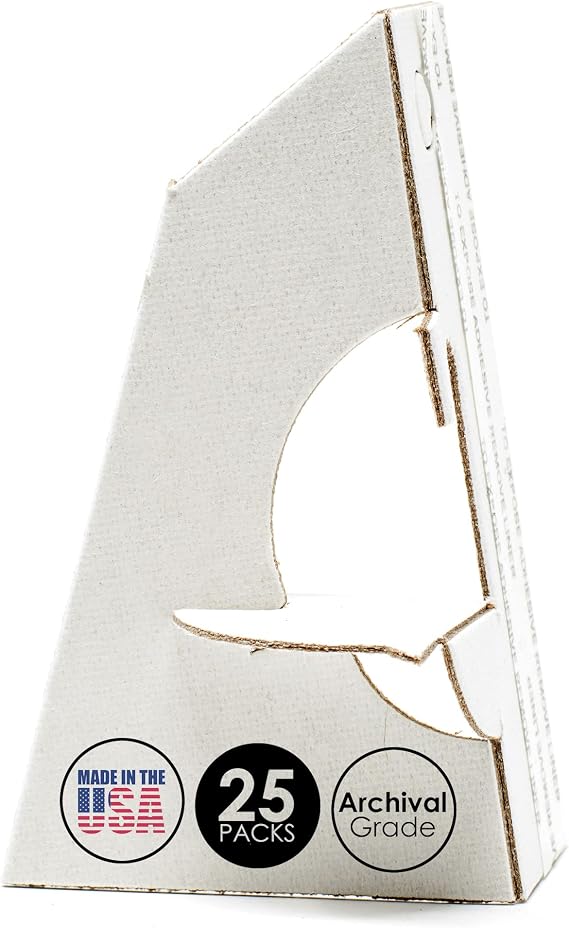 Lineco Cardboard Easel Backs, Self Stick Stand, 3 Inch, White, 25 Pack