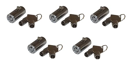 5 - MEI-2501B-KA Vending Machine Lock with Tubular Keyway and Chrome Finish, Keyed Alike #1452