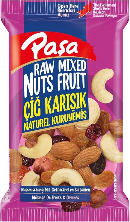 Paşa Naturel Çiğ Karışık Kuruyemiş, 12x40gr Paket, Toplam 480gr
