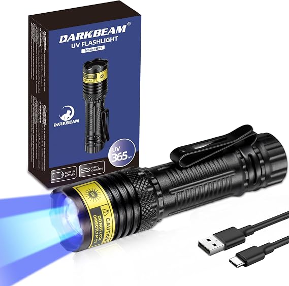 DARKBEAM 365nm UV Flashlight Black Light, Mini but Powerful Blacklight