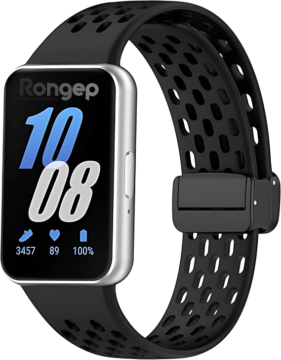 Rongep [Air Loop] Samsung Galaxy Fit 3 ile Uyumlu Kordon Delikli Tasarım Manyetik Tokalı Galaxy Fit3 Kordon Terletmeyen Yumuşak Silikonlu Nefes Alabilen Samsung Galaxy Fit3 Kordonu