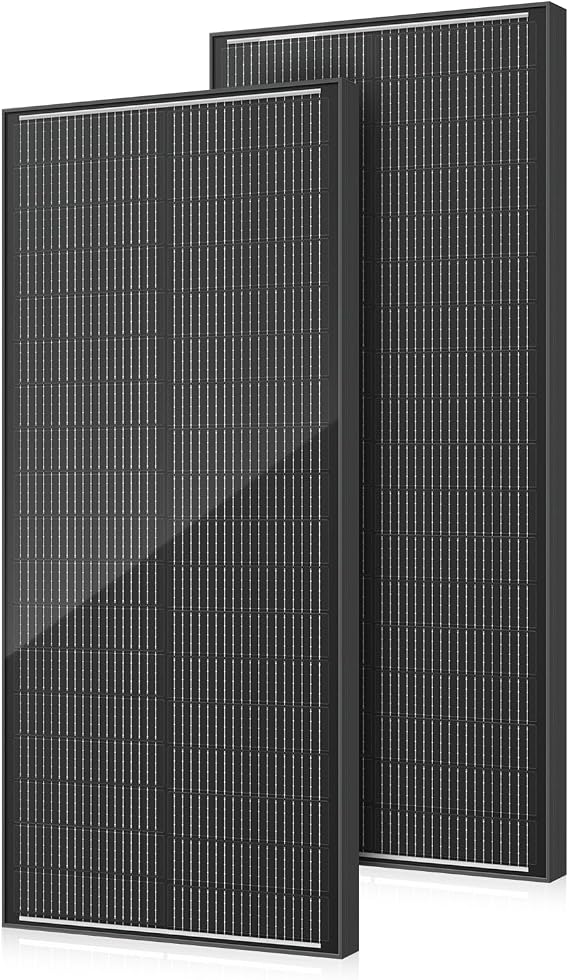 100W Solar Panel, 18BB N-Type 2Pcs 12V/24V 100 Watt Solar Panels