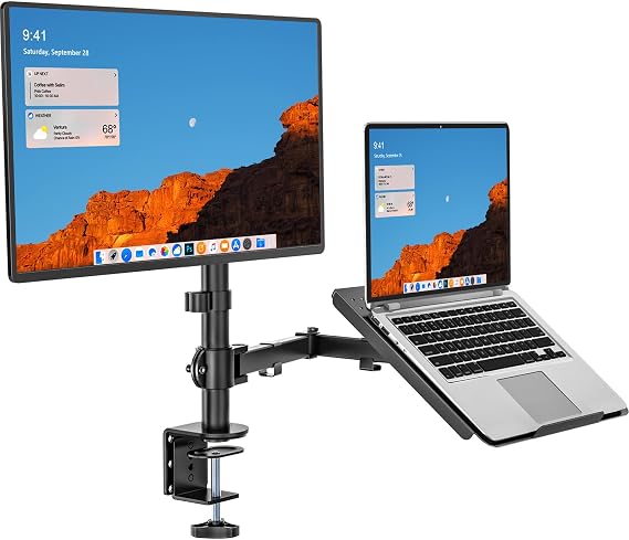 WALI Laptop and Monitor Stand for 17" Notebook and 27" Screen