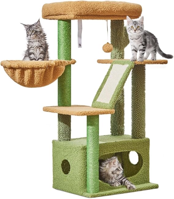 Taoqimiao Cat Tree, 98cm Cat Tower for Indoor Cats, Small Cat Tree
