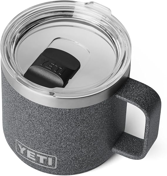 YETI Rambler 14 oz Ceramic Lined Stackable Mug, Black Stone-Textured