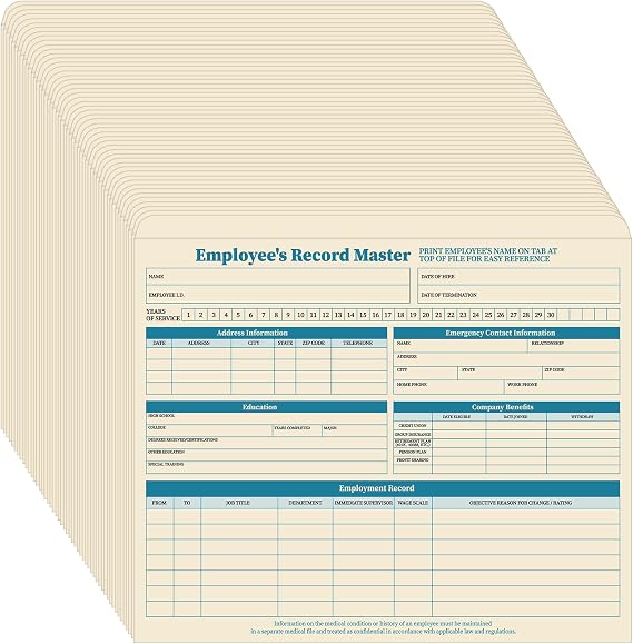 Qilery 50 Pcs Employee File Folders, 9.5 x 11.75 Inches Record File Jacket No Expansion Staff Employee Personnel Folders Manager Supplies Hr and Staff Management