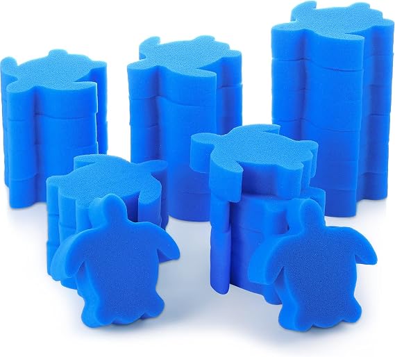 Chuangdi 24 Pcs Hot Tub Sponge Turtle Pool Sponge Oil Absorber, Blue