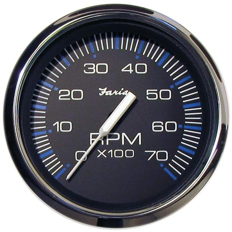Faria Chesapeake Black Stainless Steel Gauge SS BLK O/B TACH 7000 Tachometer 7000RPM All Outboards 33718
