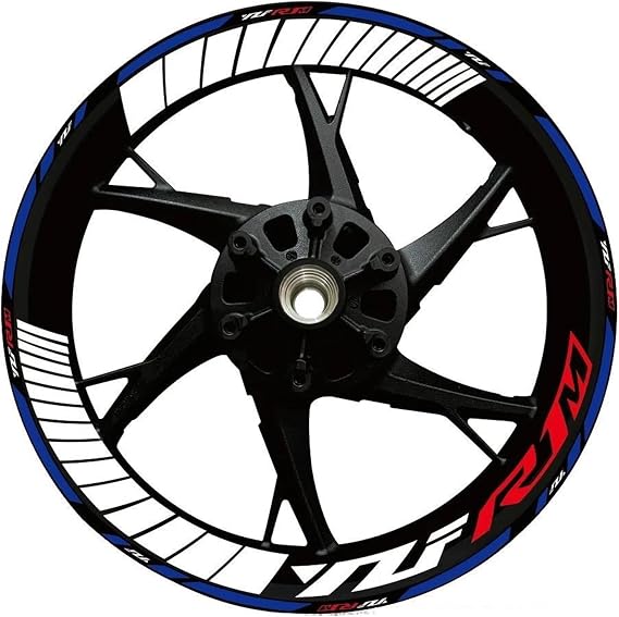 Decorative stickers Motorcycle Reflective Wheel Rim Stickers For YZF R1M Stripe Wheel Rim Decal Wheel Stickers Including front rear wheels(Color 8)