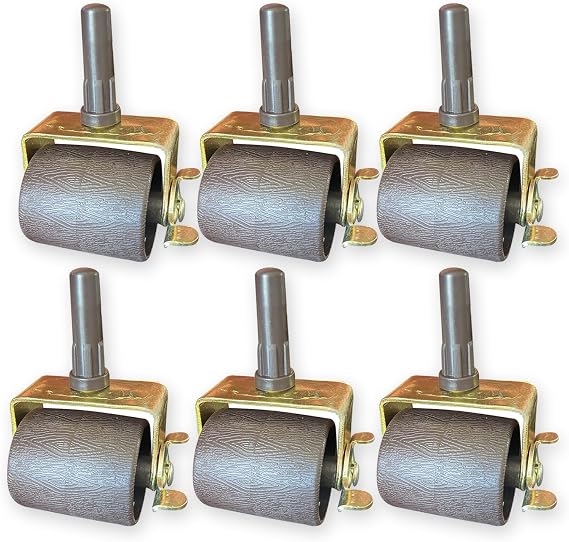 6PCS Locking Metal Stem Bed Frame Wheels Casters with Plastic Inserts