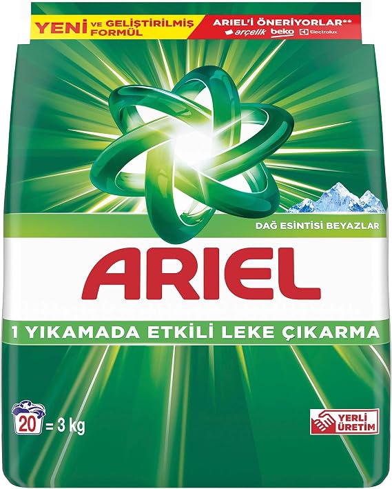 Ariel Dağ Esintisi Beyazlar Toz Çamaşır Deterjanı 3 Kg 20 Yıkama