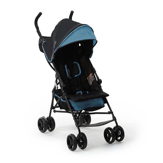 Ingenuity 3D Mini Convenience Stroller Lightweight Stroller with Compact Fold, Multi-Position Recline, Canopy with Pop Out Sun Visor Umbrella Stroller for Travel & More, BlueBlack