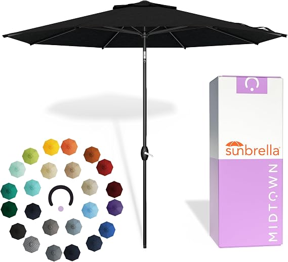 Midtown Umbrellas Lean - 9 Ft Patio Umbrella, Spectrum Carbon Canopy