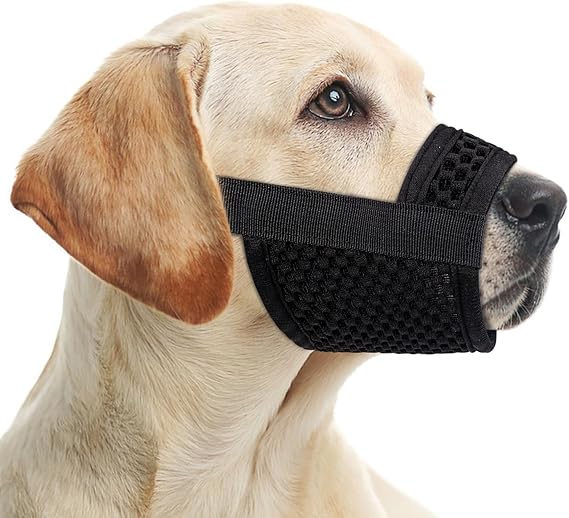 Dog Muzzle for Large Medium Small Sized Dogs, Adjustable Mesh Dog Muzzle