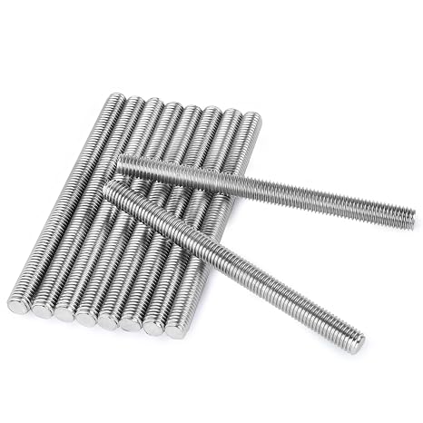 Pack of 10 M8 x 70mm Length 304 Stainless Steel Fully Threaded Rod Bar Studs Silver Tone