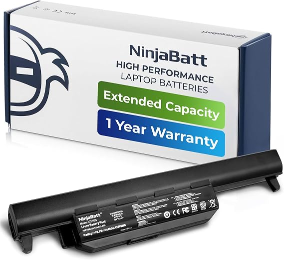 NinjaBatt Battery for Asus A32-K55 K55 K55N K55VD K55VM Q500 Q500A | Fits R503U R503A R503C X75VD K75VM K75VD K75DE K45VS K45VJ K55DR K55VS R400 R500 R700 6 cells 4400mAh 48Wh