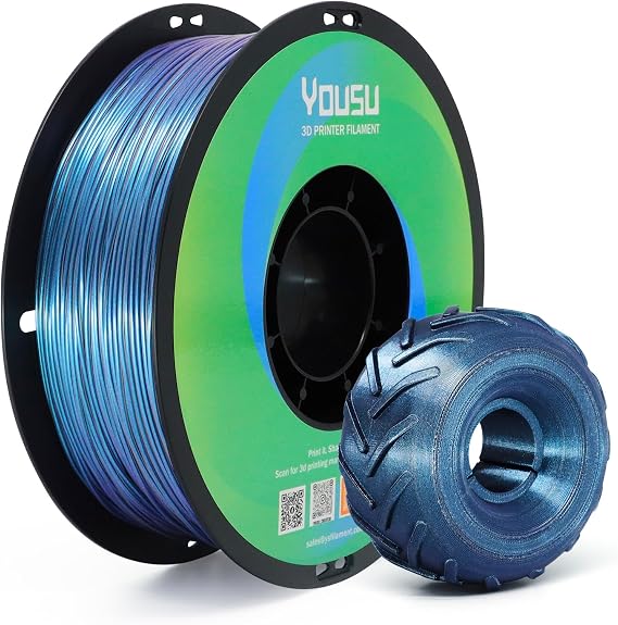 YOUSU Chameleon TPU Filament 1.75mm,TPU Chameleon Color,95A (42D) Flexible Soft 3D Printer Filament,Changes Color with Light and Angles,1KG (2.2lbs) Spool