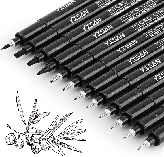 12 fineliner pens set black felt tip pens pigment liner set waterproof for artists illustration sketches technical drawing 902195