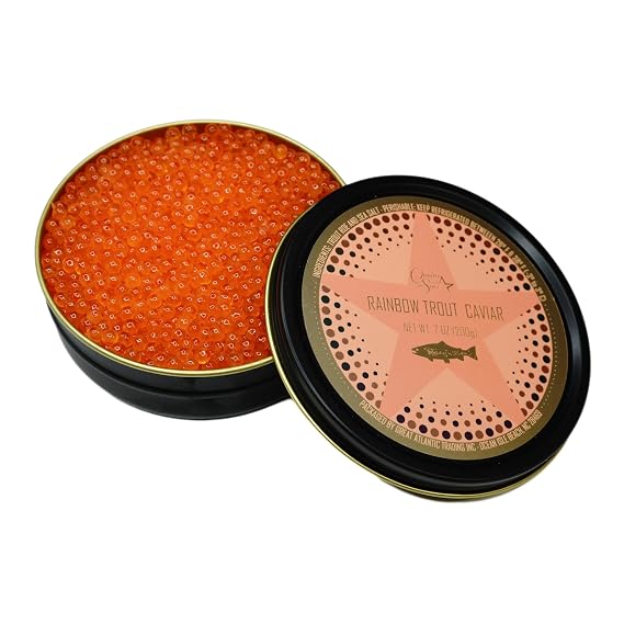 Premium European Trout Roe (Caviar) 16 oz | Farm-Raised Rainbow Trout | Mild, Briny Flavor | Vibrant Orange Pearls | Omega-3 Rich