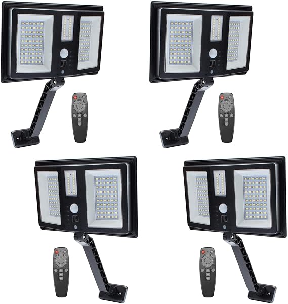 Solar Lights Outdoor, 138 Led Lamp Waterproof Cordless Solar Flood Light, Security Motion Sensor Light Luces Solares for Patio, Front Door, Deck, Fence, Gutter, Yard, Shed, Path(4 Pack)